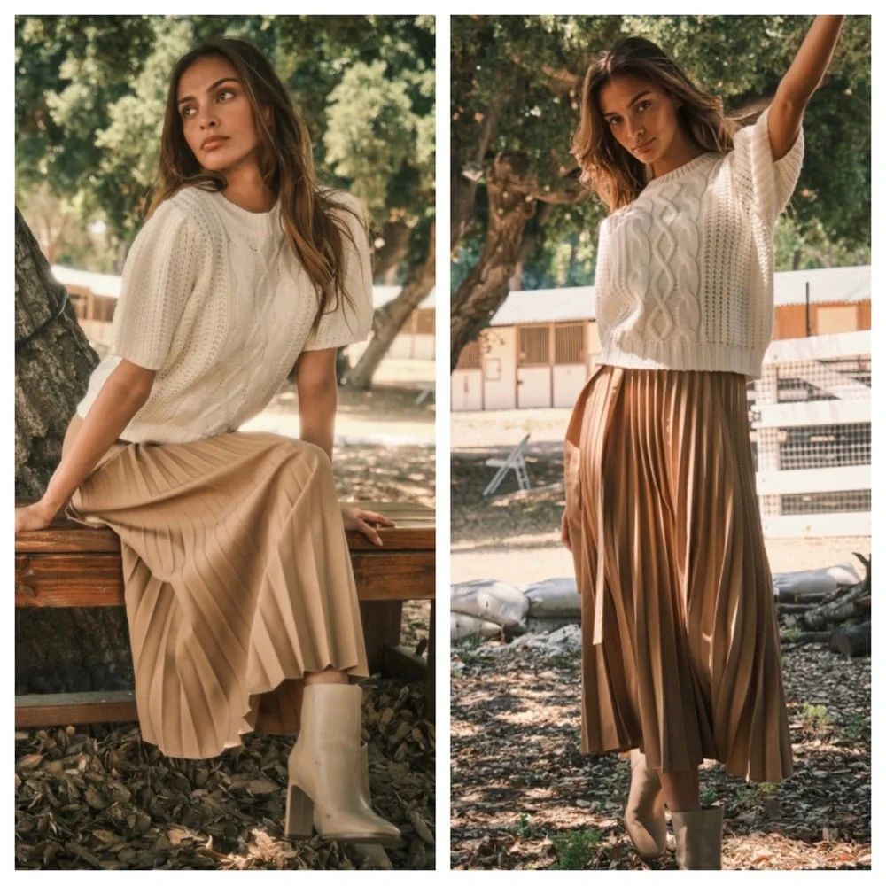 20 Chic Front Tie Pleated Long Skirt - Picture 6 of 7